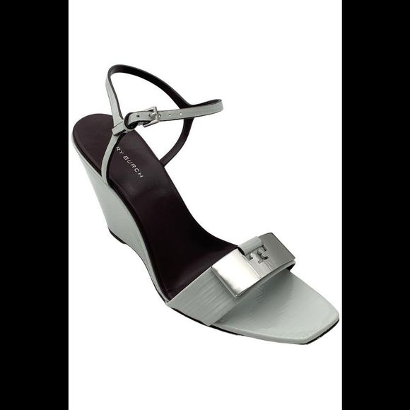 Tori Burch Women's Gigi Wedge Sandals Summit/Silver - Medium - Picture 1 of 3